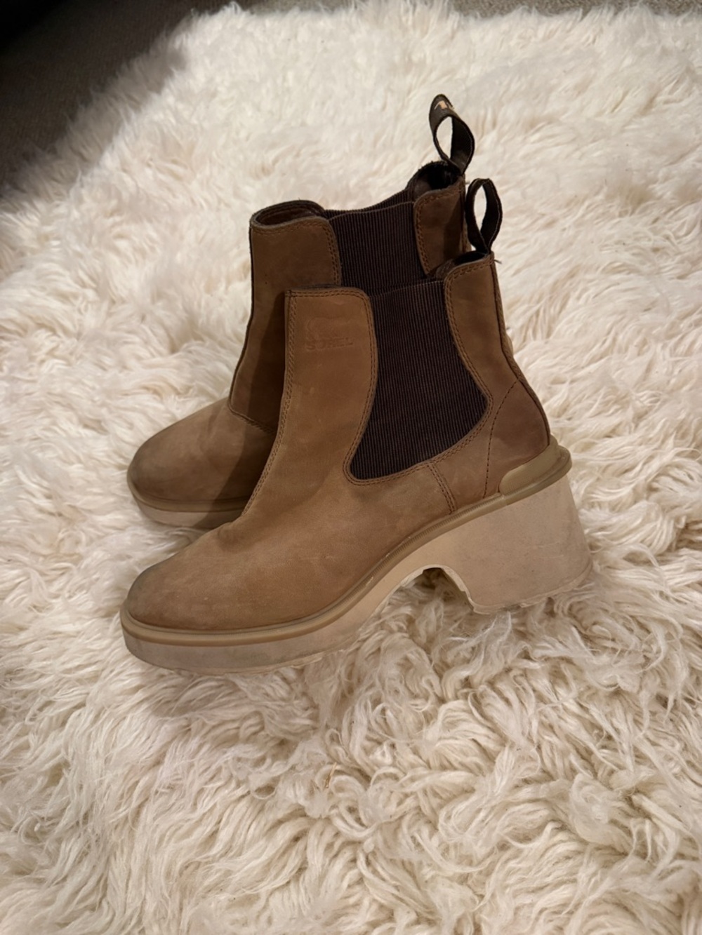 Sorel Women's Brown Suede Chelsea Block Heel Boots